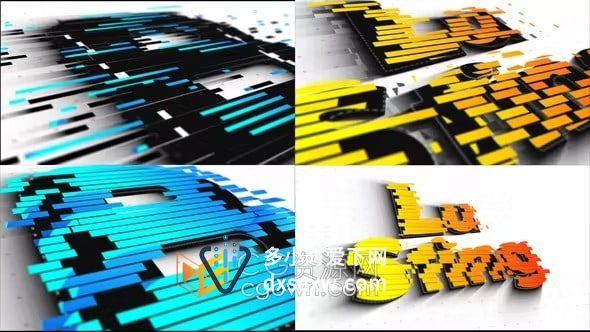 AE模板-4K简单切割图形条动画标志