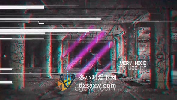 VHS Logo Reveal不良信号数字失真错误故障RGB分割动画视频-AE与PR模板