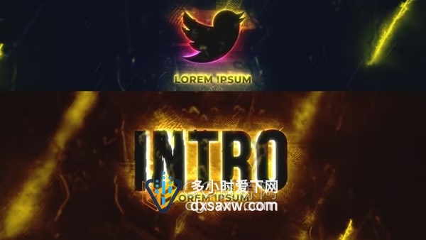 AE模板-霓虹灯雨效果复古游戏标志标语LOGO片头