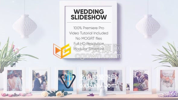 PR模板-3D浪漫婚礼美好节目生日庆典素材漏光粒子特效标题幻灯片时尚视频相册