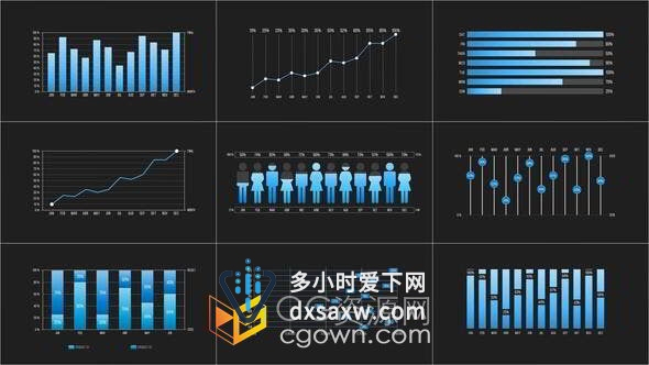 商务企业集团数据分析经典科技信息图表AE模板