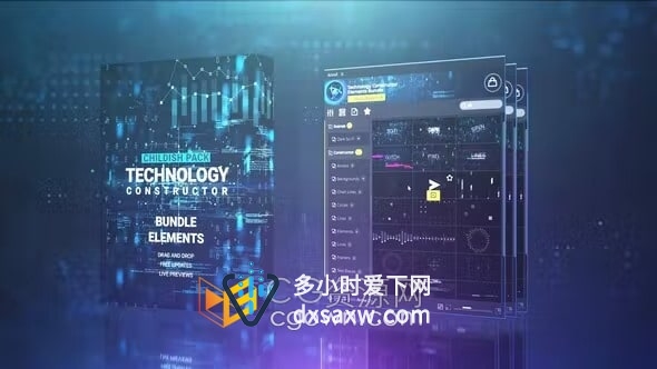 Technology Constructor 科技感元素动画制作科幻高科技视频AE模板脚本预设包