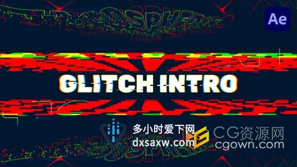 创意图像RGB拆分色差效果故障文本动画Glitch Intro-AE片头模板