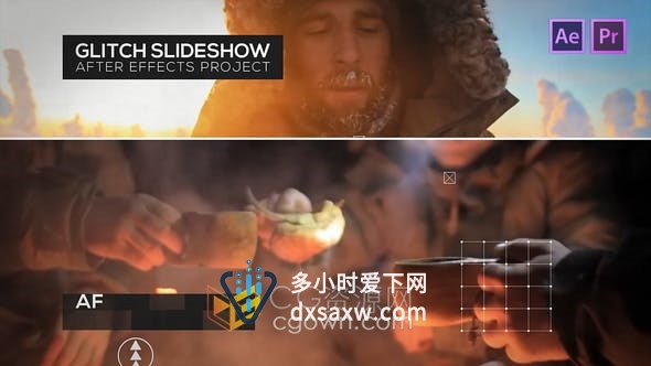 故障元素动画制作动感运动视频效果宣传片头-AE与PR模板