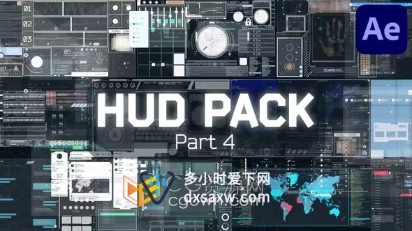 AE模板-HUD高科技Part4含20种全息信息图科幻屏幕界面UI技术元素