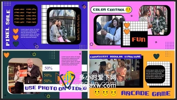 AE模板-多彩抽象像素艺术销售活动幻灯片Pixel Sale Slideshow