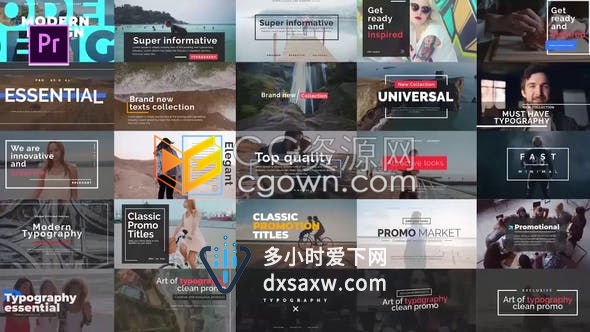 PR预设-27个干净经典现代标题动态排版设计文字动画组合