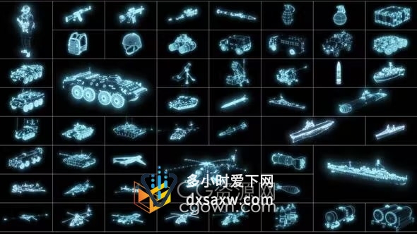 Military Elements HUD军事武器高科技感信息图动画视频素材AE模板