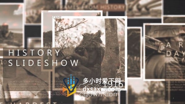 AE模板-复古空间感时间线展示旧照片相册历史教育幻灯片战争纪录片