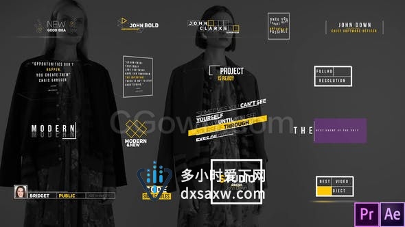 17种品牌介绍字幕动画简约时尚文字标题效果-PR预设工程模板下载