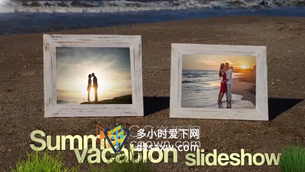 AE模板-海滩真实场景3d跟踪标题和照片制作求婚纪念日旅行视频相册