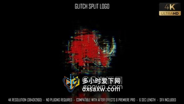 AE与PR模板-赛博朋克风快速故障拆分特效标志LOGO动画