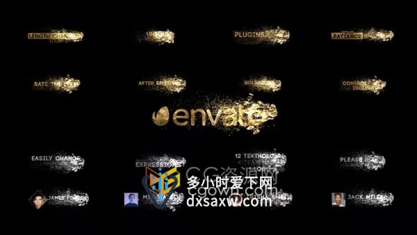 AE粒子字幕模板炫丽金银色实用粒子标题名称Corporate Golden Titles V.4