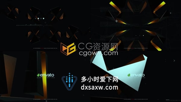 AE模板-3d抽象盒子标志奇妙科学健康医疗抽象框LOGO片头演示