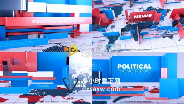 世界要闻政治经济报告新闻节目网络直播开场新闻片头AE模板