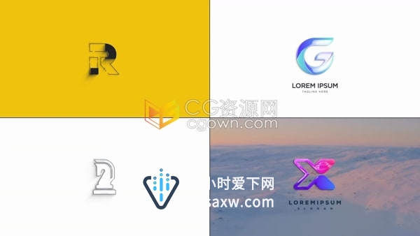 AE标志动画模板-简单线条绘制光泽感LOGO显示