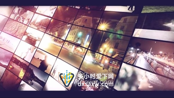 AE模板-曲屏效果100个图像/视频展示动态幻灯片活动开场白