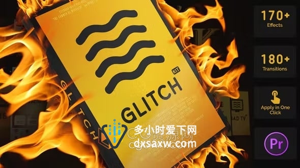 Glitch多彩毛刺故障过渡效果PR模板专业Luts套件高品质声音素材包