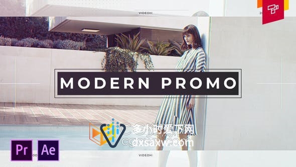 Premiere与AE模板制作Modern Promo现在简介时尚快速视频片头