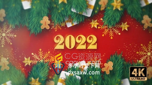 AE模板-2022年多彩新年祝福视频粒子标题节日元素标志动画