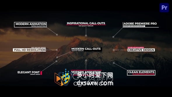 PR模板-9组呼叫指示线动画视频字幕条Modern Call Outs