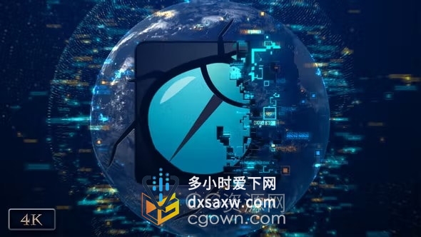 高科技世界通信连接地球仪动画互联网大数据宣传片头AE模板