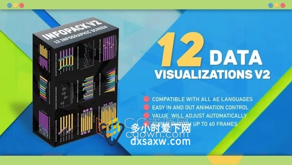 PR模板-12个干净色彩丰富创意动画信息图表公司商业幻灯片演示