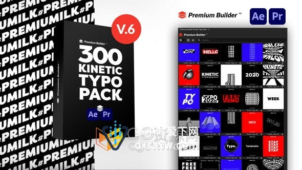 Kinetic Typo Pack V6 AE/PR脚本模板300组创意文字标题动态排版宣传海报