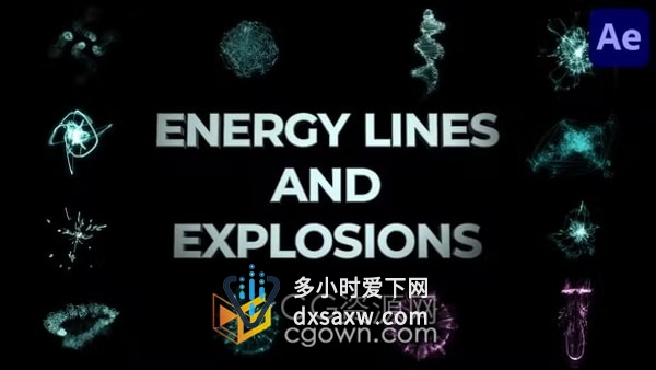 AE模板-Energy Lines And Explosions逼真能量效果爆炸粒子线条特效