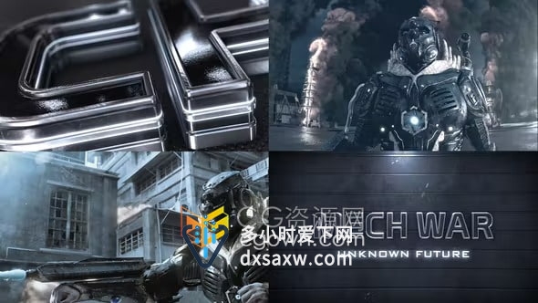AE模板-3D标题科幻史诗黑暗金属电影预告片