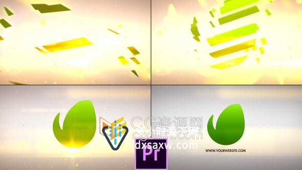 PR模板-平滑卡片擦拭动画明亮柔和镜头光斑效果标志片头