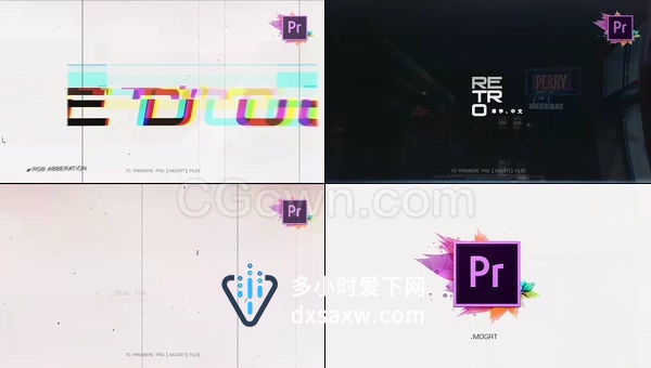 70种故障特效效果文字标题动画Premiere预设包-AE预设模板下载