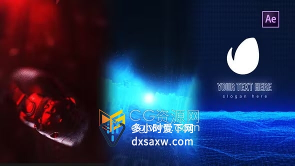 Metaverse VR Logo Reveal虚拟现实3D故障霓虹灯游戏标志-AE模板
