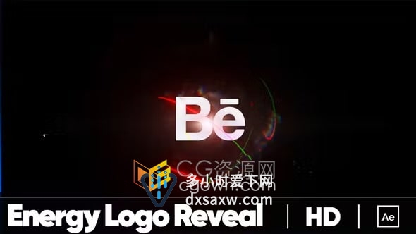 AE模板-炫丽能量火花爆炸元素毛刺故障标志动画Energy Logo Reveal