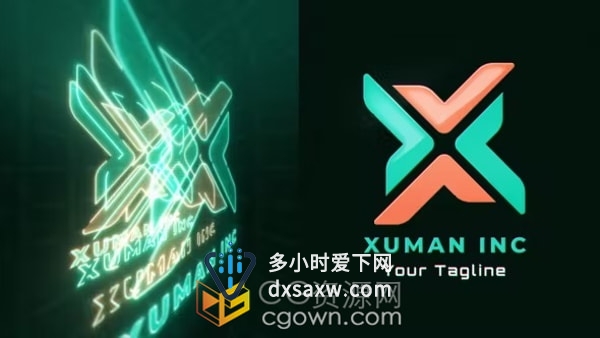 LOGO边缘发光霓虹灯线条科技感视频片头AE模板