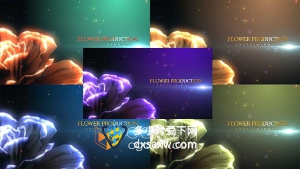 PR模板-优美浪漫光效演绎花朵绽放魔幻效果动画电影片名标题预告片