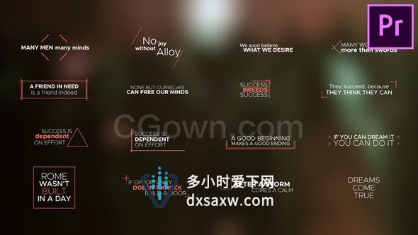 16组动态演示文稿文本动画预设标题排版字幕效果-PR预设模板下载