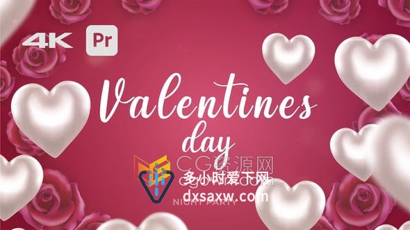 AE/PR模板-美丽花朵背景幸福浪漫情人节视频片头
