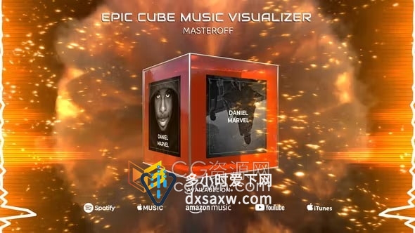 立方体音乐展示台3D声音可视化歌曲宣传Epic Cube Music Visualizer-AE模板
