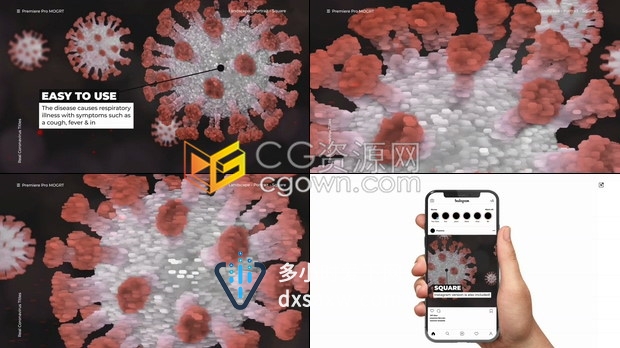 新型冠状病毒介绍视频动画制作10种效果包括手机竖屏幕-PR模板下载