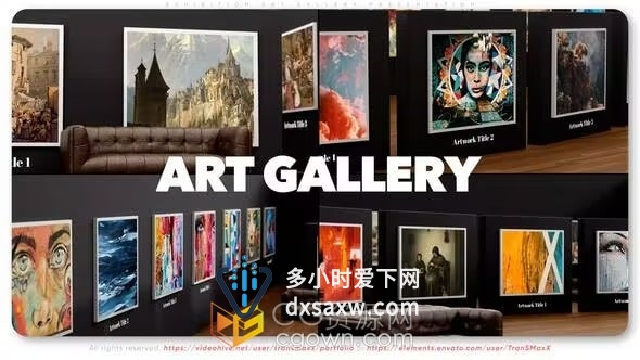 展览艺术馆介绍著名美术作品图片展示动画视频AE模板