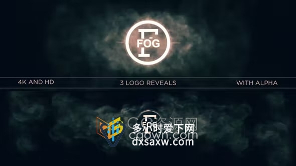 3个独特的烟雾/雾粒子标志显示动画AE片头模板