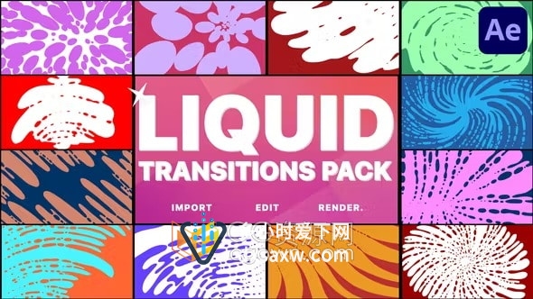 AE转场模板-酷炫多彩液体过渡元素Liquid Transitions