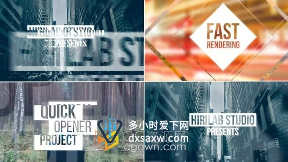 快速故障动画效果图形遮罩文字标题视频片头-AE模板