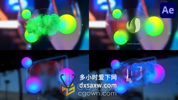 圆形透明图形烟雾特效LOGO动画视频AE模板