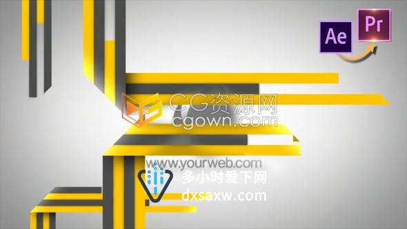 线条丝带条纹图形动画标志LOGO视频片头制作-PR预设与AE模板下载