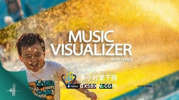 镜头拉伸切割过渡带动画歌词字幕的音乐照片视频相册AE模板