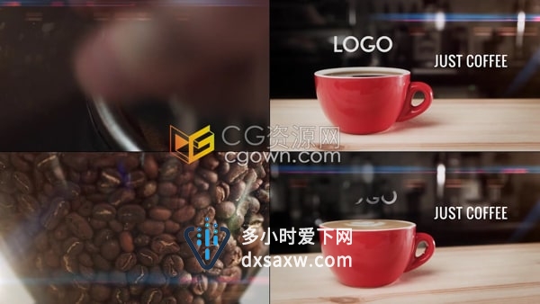咖啡片头AE模板咖啡厅咖啡豆休闲下午茶视频广告
