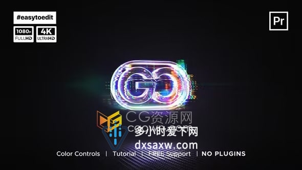 PR模板-故障rgb拆分色散标志显示动画