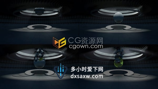 神秘基地悬浮圆球解体标志展示AE LOGO动画模板
